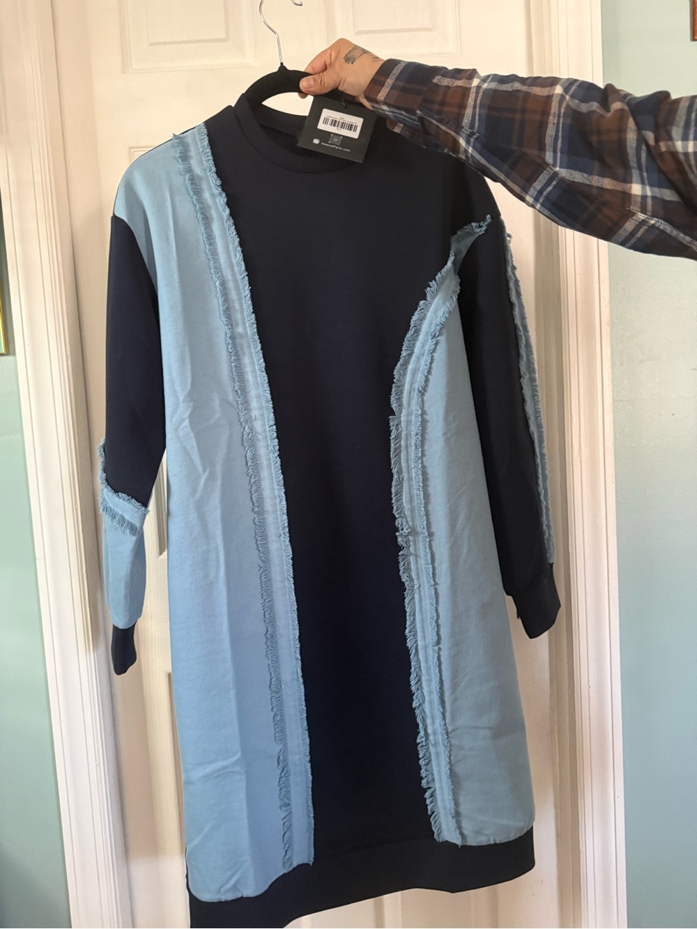 Women's Two-Tone Navy and Light Blue Casual Dress